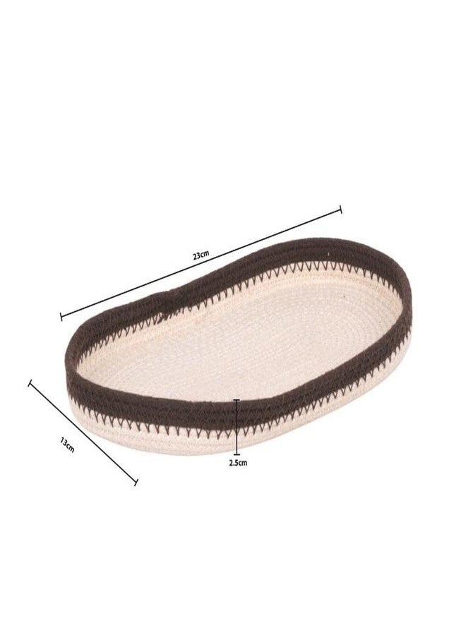 DENOVA Trinket Tray Set of 2 - Cotton Organizer Tray for Jewelry, Keys & Small Essentials, Beige & Black - Image 2